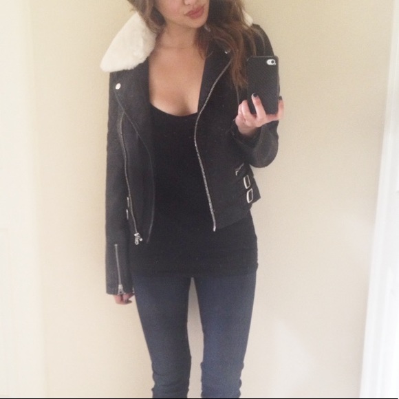 Topshop Jackets & Blazers - Topshop Faux Leather Jacket With Detachable Fur.